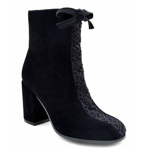 BETTYE MULLER Sadie Black Ankle Booties Embroidered  Anthroplogie 7.5‎  women